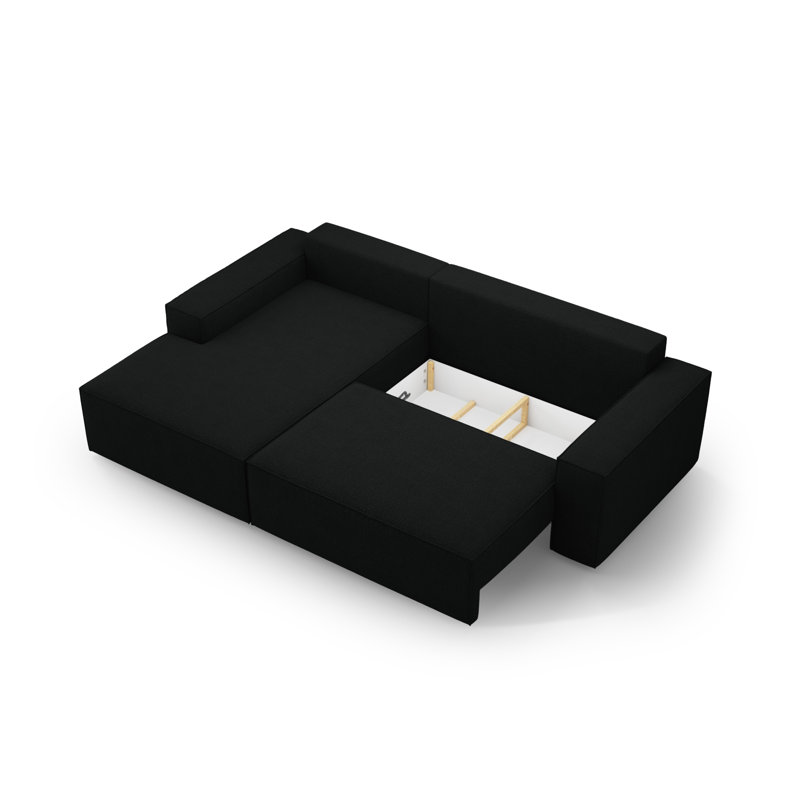 Alisbha 3 Seater Boucle Sofa Bed, Right Hand Facing, Black