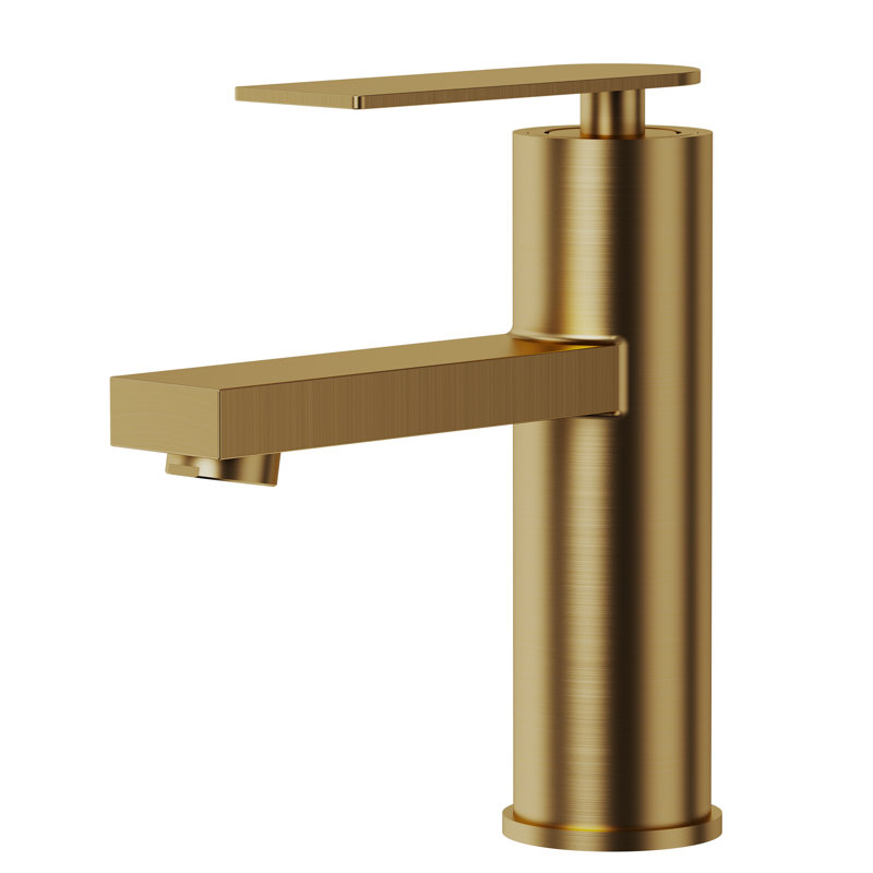 Single Hole Bathroom Faucet, Single Handle Bathroom Sink Faucet with Drain Assembly, Brushed Gold