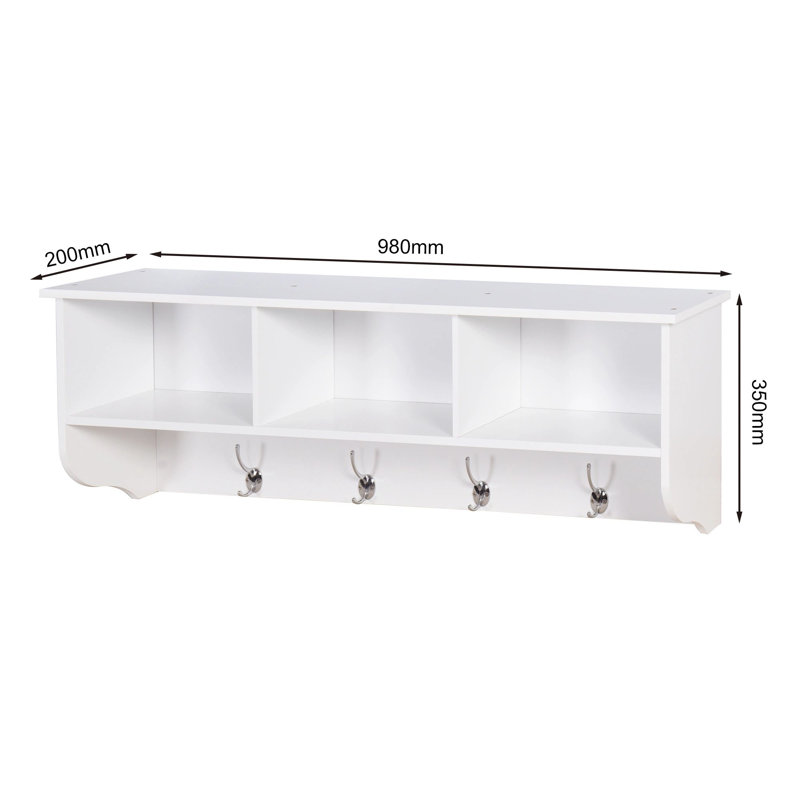 Accent Shelf with Hooks, Wall Mounted Coat with Hooks