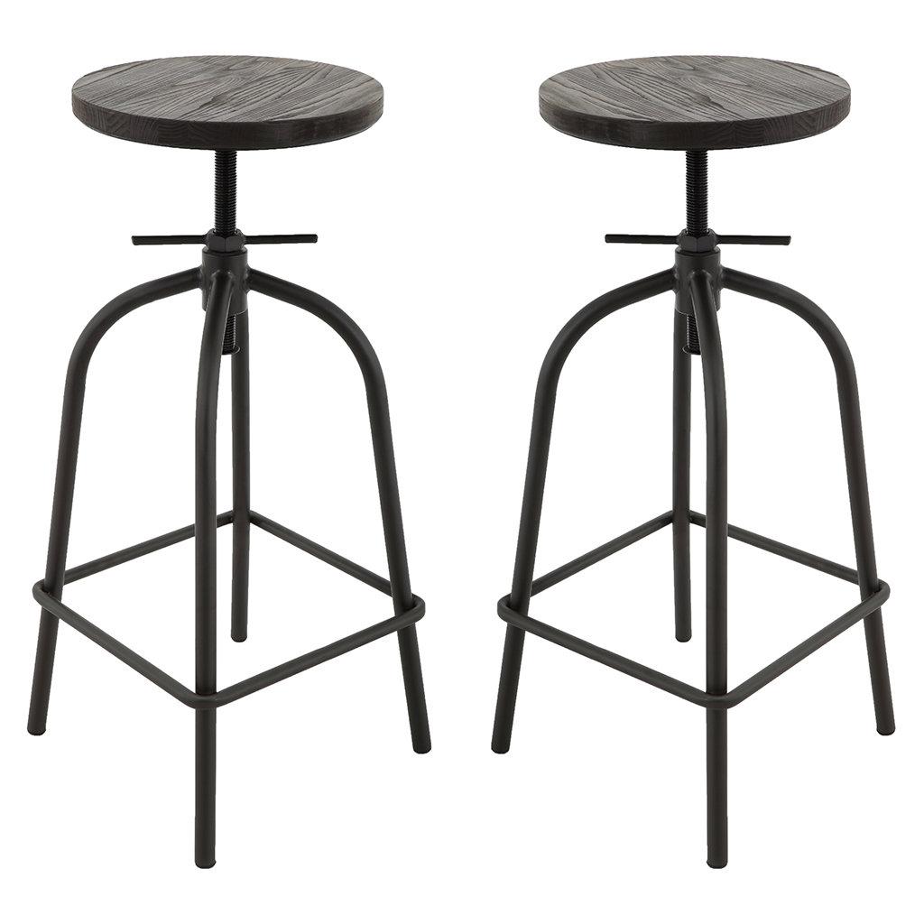 Izavier Swivel Adjustable Height Counter Stool with Metal Frame (Set of 2) Williston Forge