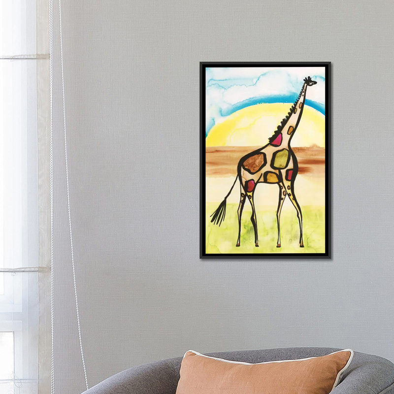 Girafe par Sara Franklin - reproduction, H 26 po x l 18 po x P 1,5 po, Pas de tapis, Papier d'art encadré noir