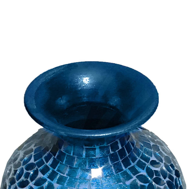 Vase de plancher en verre 20 pouces Iesha, Bleu de cobalt