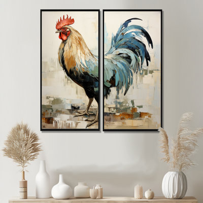 Art mural 2 pièces Rustic Rooster