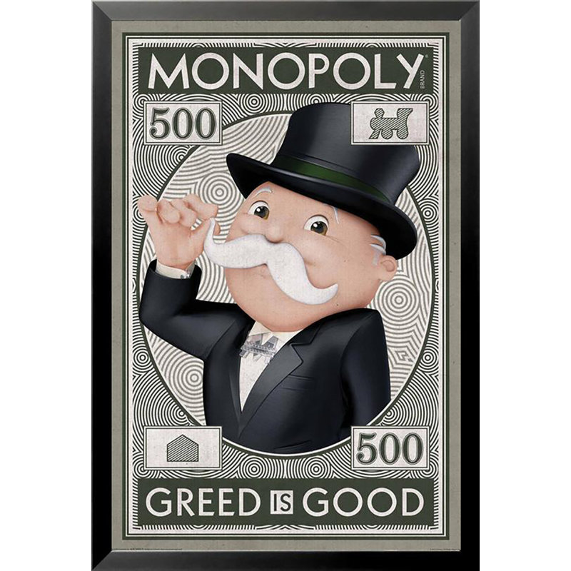 «Monopoly - Greed Is Good», reproduction d'art graphique sur papier encadré