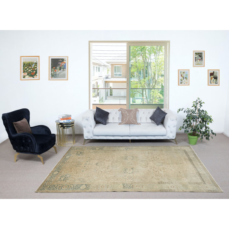 Tapis turc rétro noué à la main pour le salon et la salle à manger