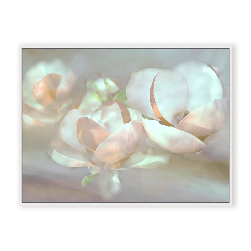 Nature Inspired Magnolia Dreams, 24" H x 30" W x 1.125" D, Framed Matted Print, White