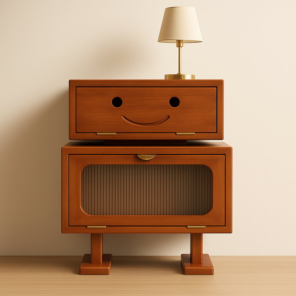 Soild Wood Robot End Table Side Table With 360° Rotation