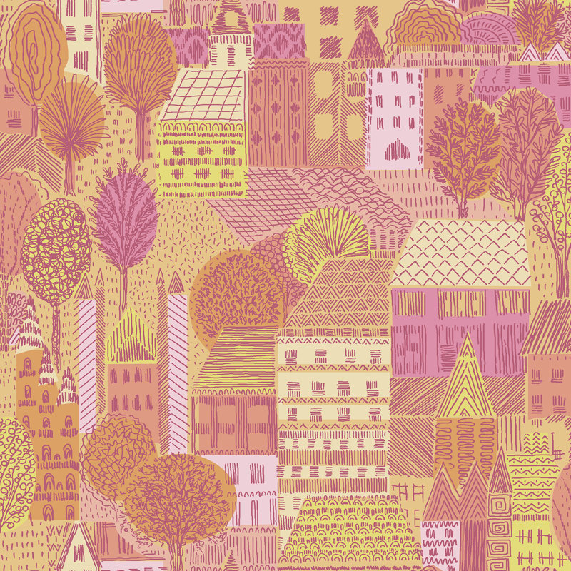 Papier peint adhésif charmant village charmant, Rose
