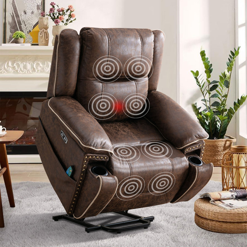 40.2'' Wide Power Lift Recliner Chair with Heat & Massage - Dual Motor Electric Recliner, Adjustable Headrest, Easy Assembly for Elderly & Living Room