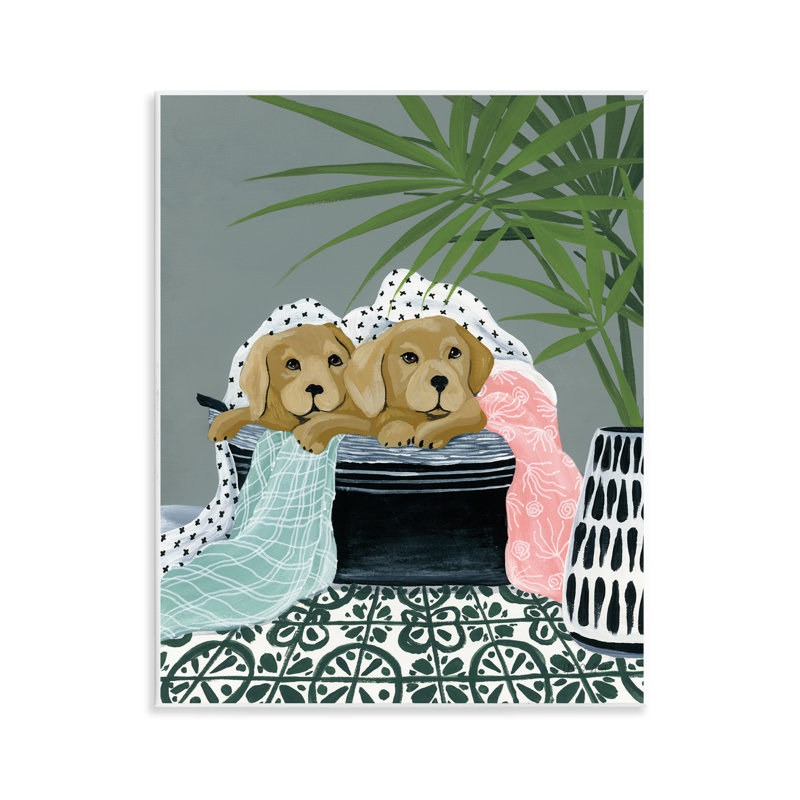  Cuddling Laundry Dogs Wall Plaque Art by Yvette St. Amant