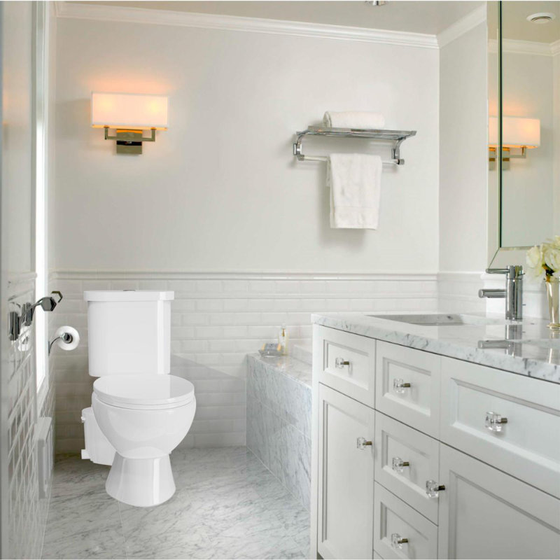 SUPERFLO Bathroom Macerating Toilet with 600W Macerator Pump, Sewage Ejector, and Upflush Toilet System