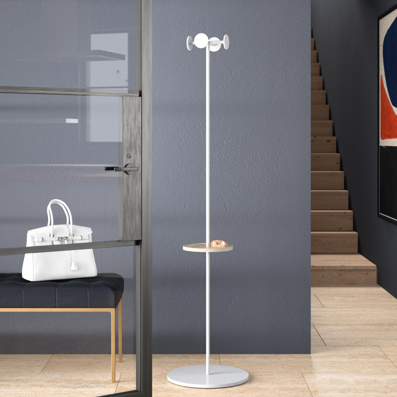 Amos 4 - Hook Coat Rack, White/Whitewashed Ash