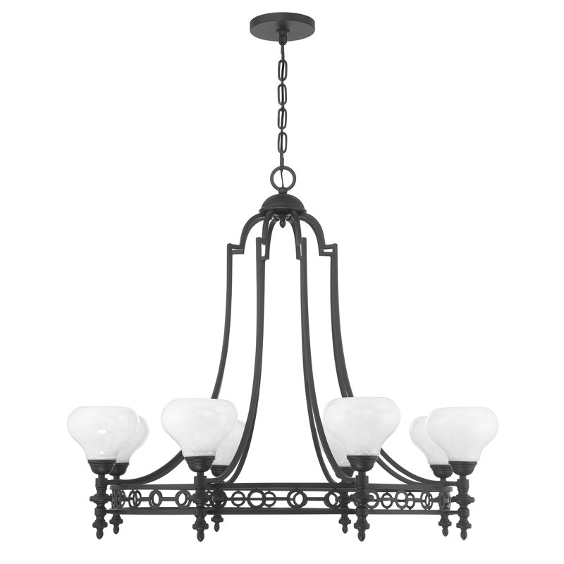 Hoekstra 8-Light Chandelier in Matte Black, Black