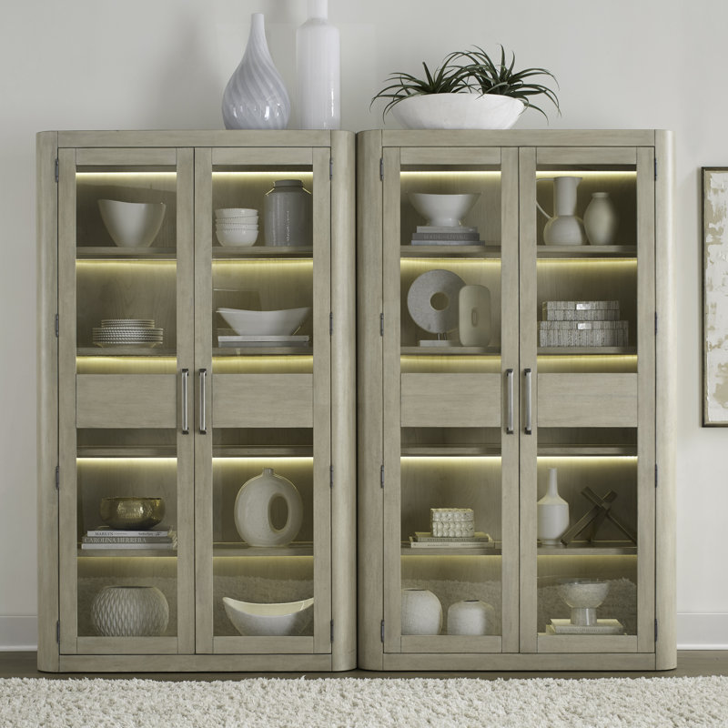 Shaly 2 Piece Display Cabinet Set, Beige