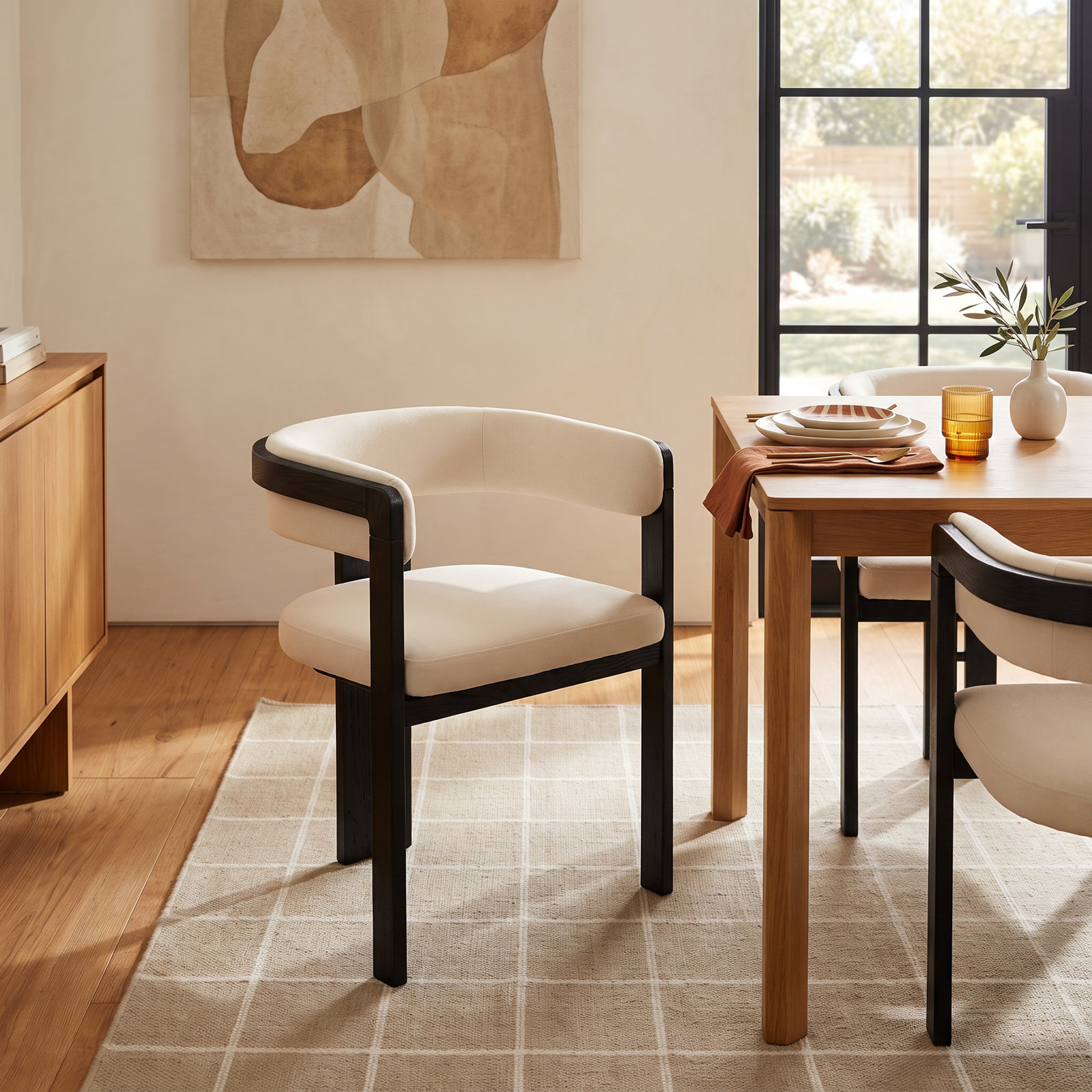 Oksana Oak Dining Armchair, Black