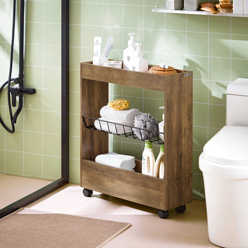 Vickie 20cm W Manufactured Wood Shelving Unit with Wheels, Nature