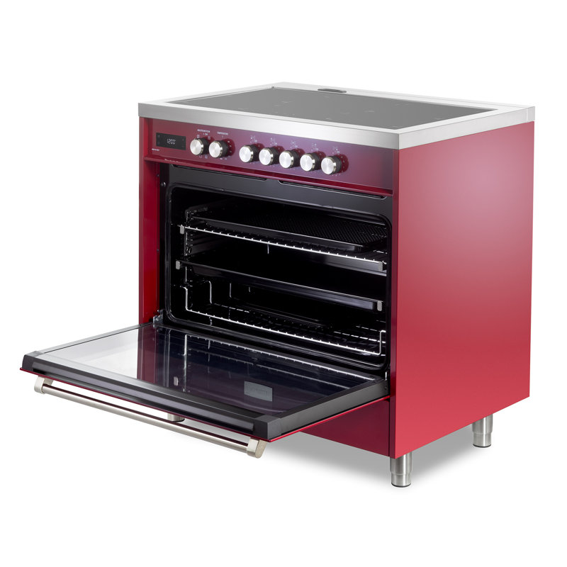 Cuisinière à induction Verona Ultima Series 36 pouces avec 5 éléments à induction, Bourgogne