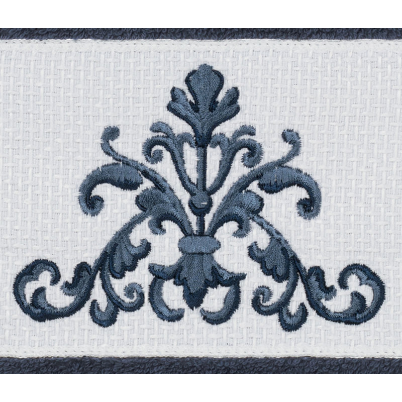 Débarbouillette en coton turc à ornements, Bleu minuit