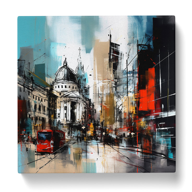 City Of London Gestural Art No.2 - Wrapped Canvas, 35cm H x 35cm W x 3cm D