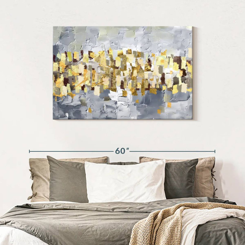 Gold And Silver Abstract On Canvas Print, 45" H x 30" W x 1.25" D