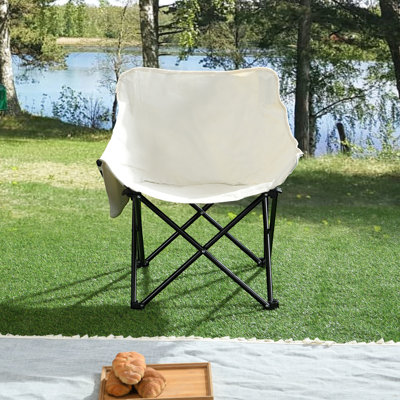 Beige, 2Pcs, Outdoor Folding Portable Camping Chairs, Comfortable Seating, Side Pocket For Snacks And Phone, Structure, Supports 264 Pounds, Carry Bag, Fishing, Camping, Barbecues Beige 2Pcs Chairs -