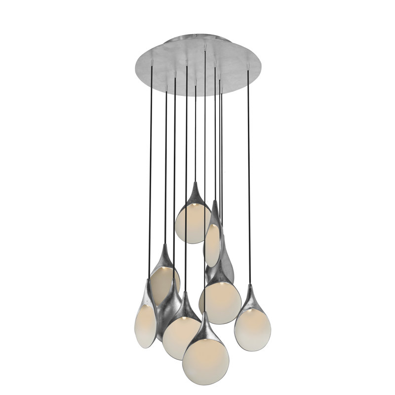 Nove Ceramica 10 - Light Glass Chandelier, Silver/White