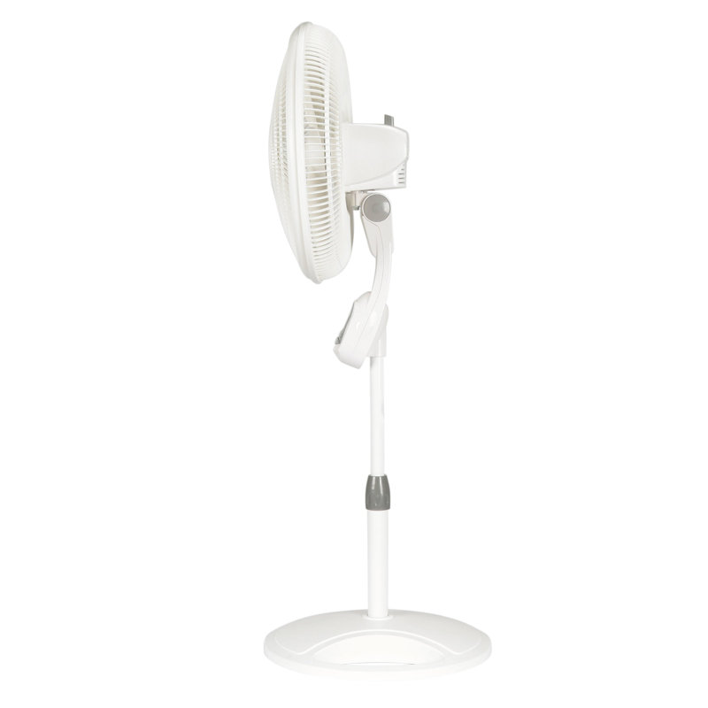 White Adjustable Height Oscillating Floor Fan with Remote Control