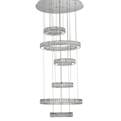 Galaxy 6-Ring LED Crystal Chandelier - Chrome
