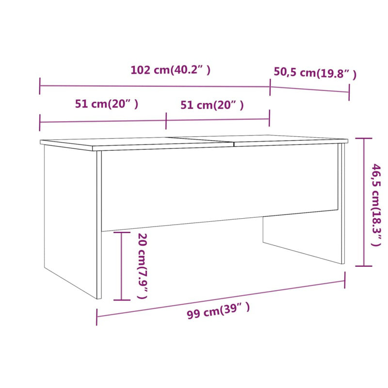 Table basse simple avec cadre en bois manufacturé avec rangement, Beige