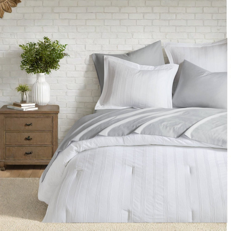 Ensemble de literie pour grand lit, polyester rayé, confort à la maison moderne