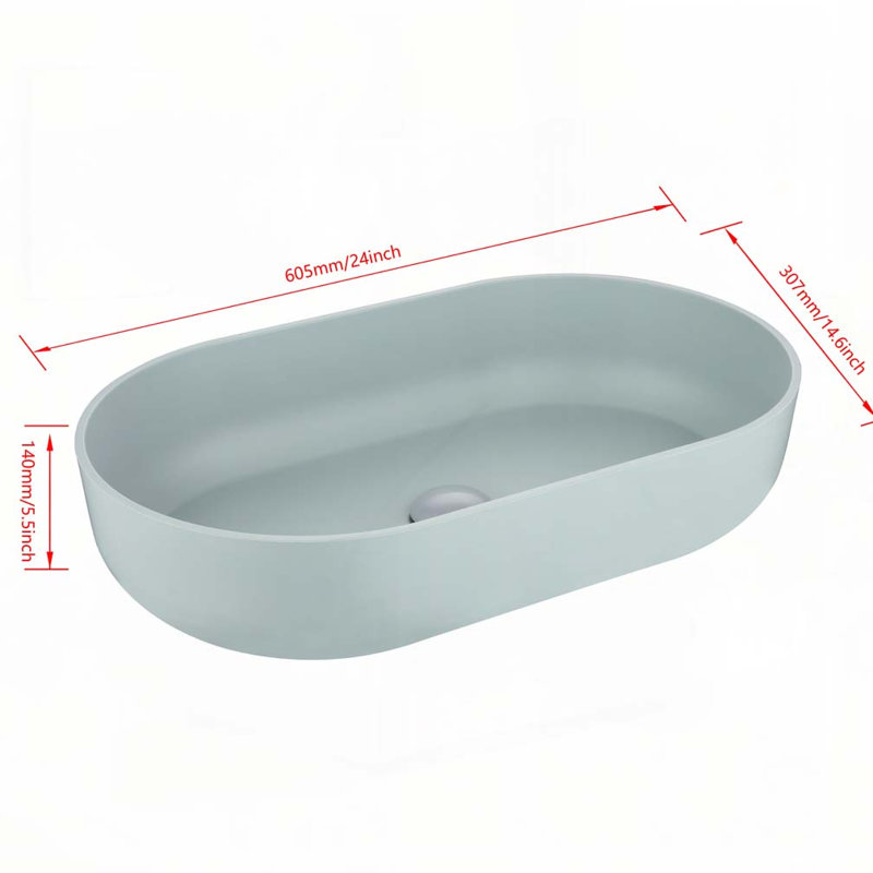 Oval 24"x14" Above Bathroom Vessel Sink, Blue