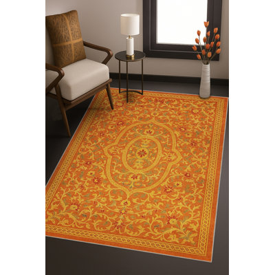 Tapis tissé orange traditionnel Mosso