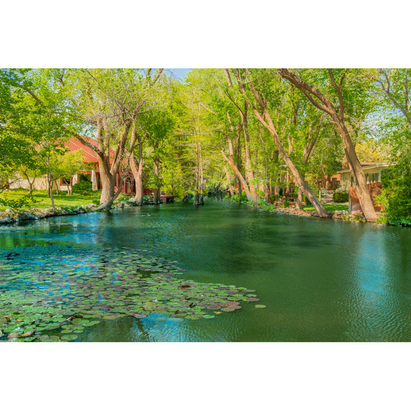 Clarkrange Houses Lining Lake by Patricia Elaine Thomas - Wrapped Canvas Print, 30cm H x 46cm W x 3.8cm D