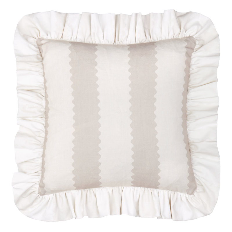 Striped Square Cushion, Feather, Beige/Cream