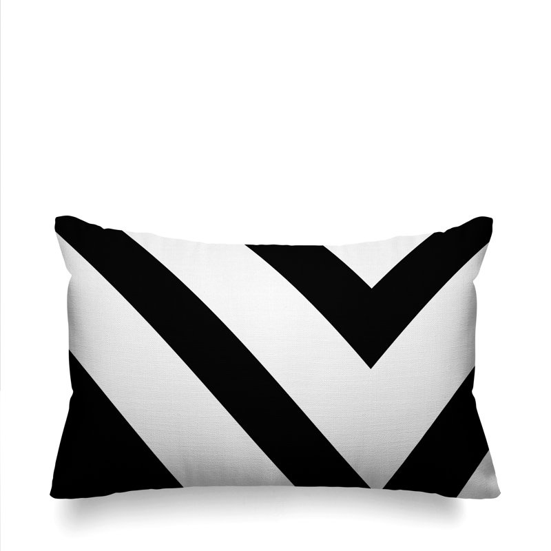 Coussin décoratif intérieur / extérieur Dwight, Noir, 14 po x 20 po, Rectangle