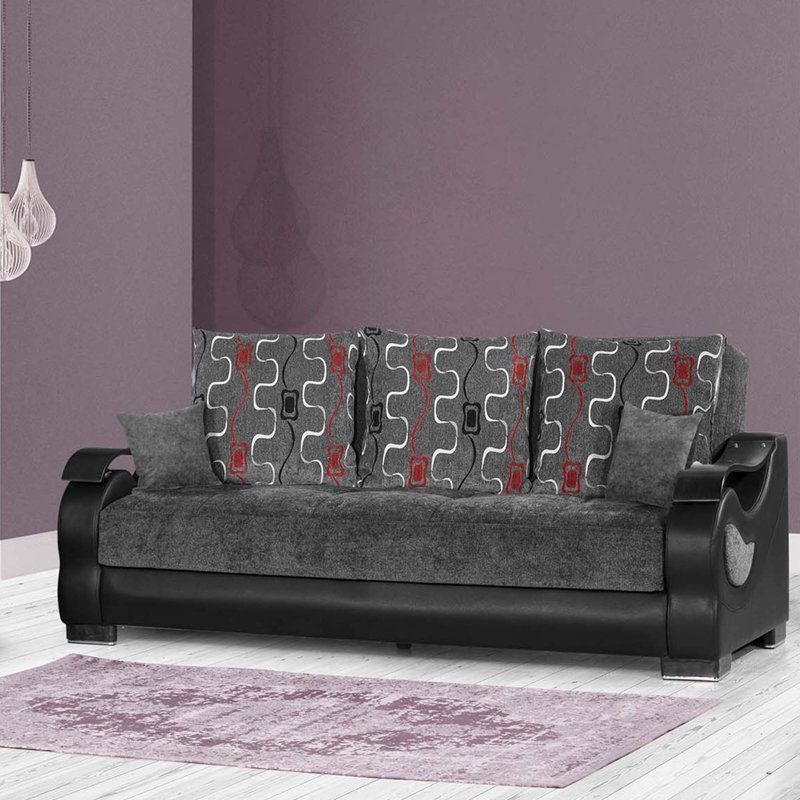 Upholstered 87'' Sleeper Sofa, Gray Chenille, 38" H x 87" W x 41" D