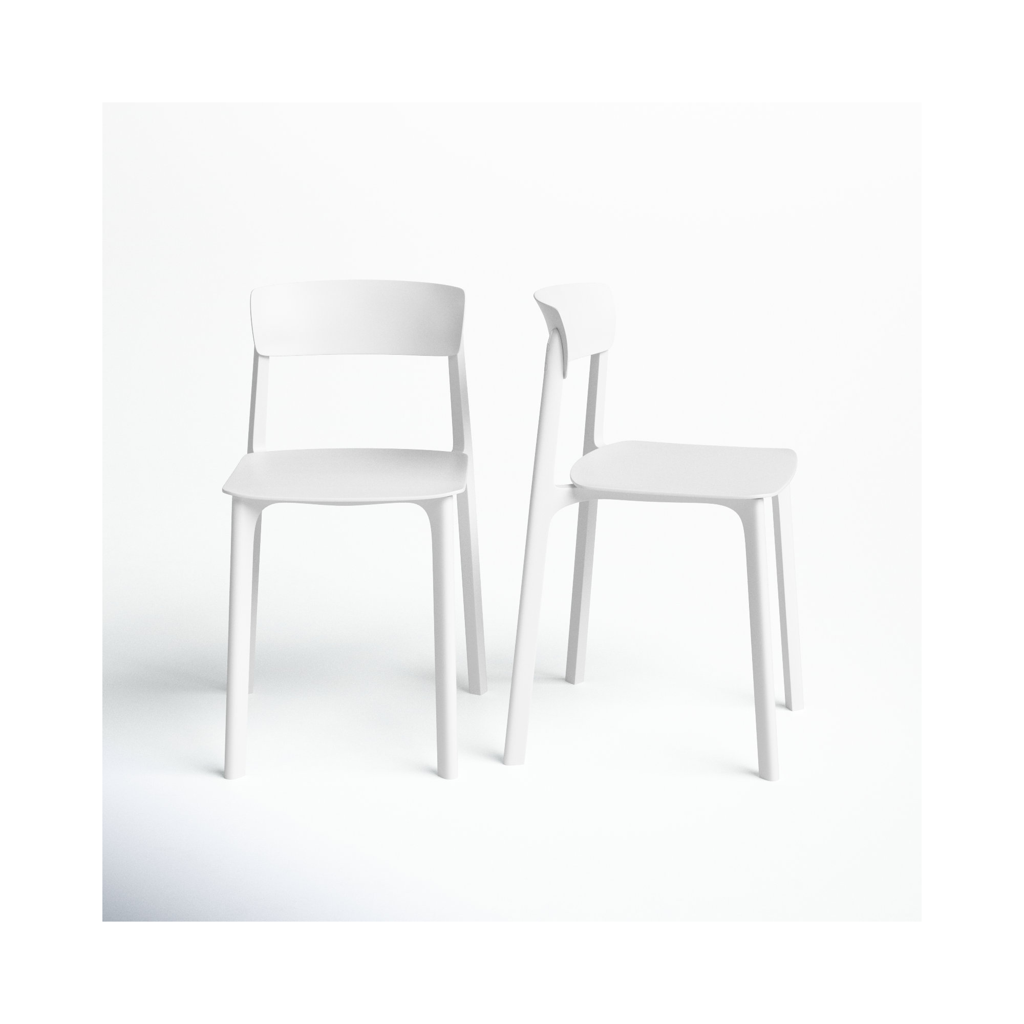 Vowa Stacking Patio Dining Side Chair, White