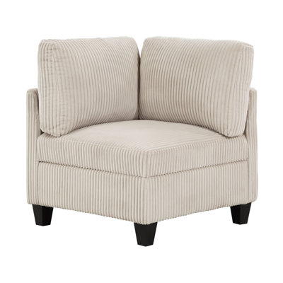 Modern Living Room Furniture Corner Seat With Storage Corduroy Fabric Upholstery 1Pc Modular Piece