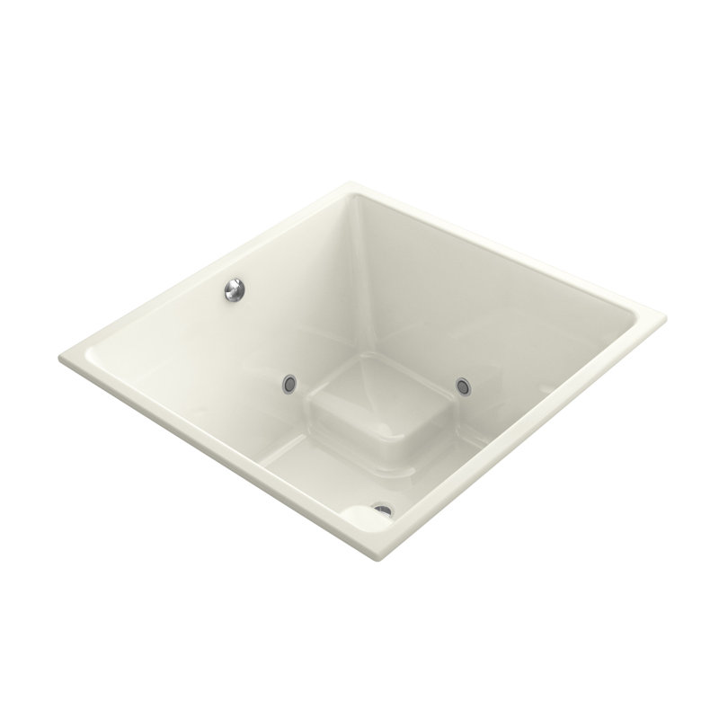 Baignoire encastrée VibrAcoustique 48 po x 48 po avec surface chauffante et chromothérapie, Biscuit