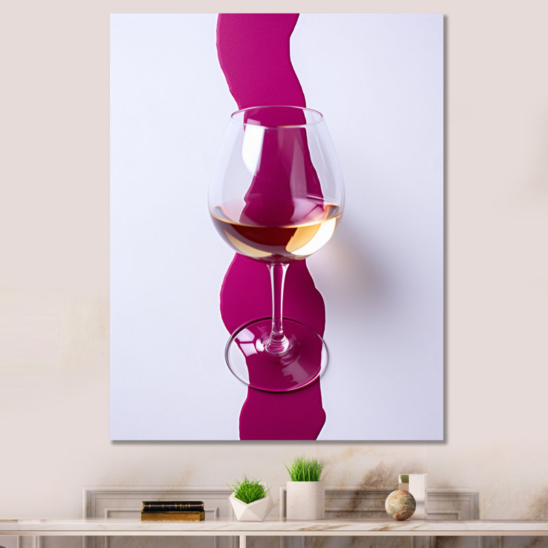 Verre à vin blanc présentation magenta, H 44 po x l 34 po x P 1,5 po, Toile tendue