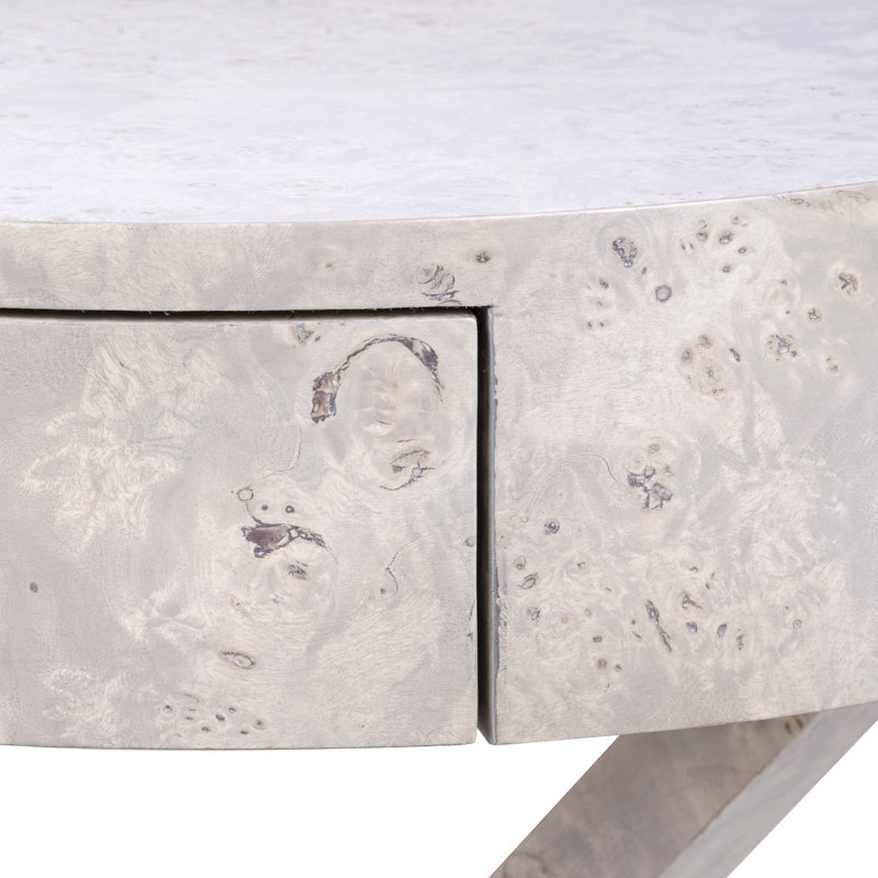 Modena Solid Wood End Table, Light Gray Burl