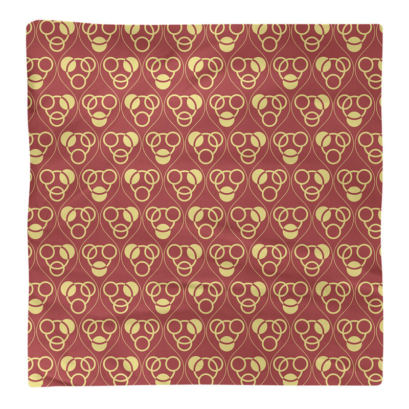 Serviette de table en coton classique Circles Waves, Rouge/jaune, Croisé en coton, H 0,1 po x l 10 po x P 10 po