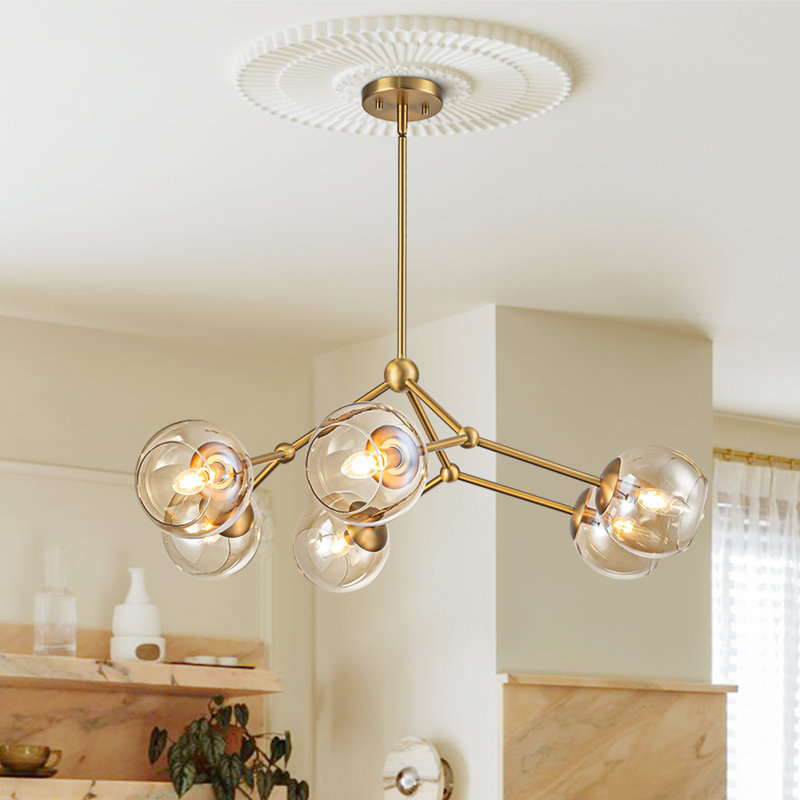Luminaire suspendu sphérique en verre 6 lumières