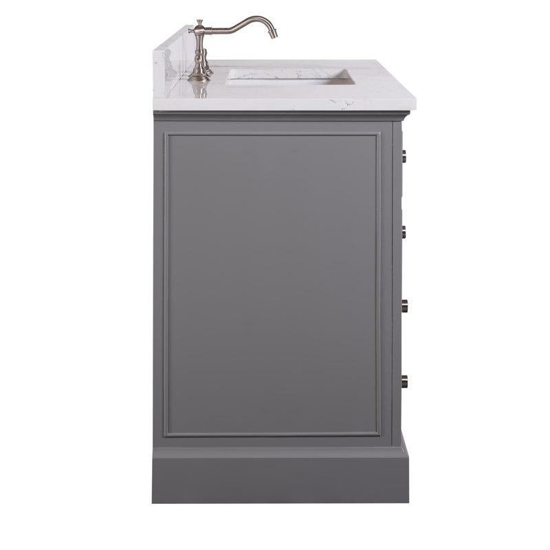 Thompson 42" W Single Bathroom Vanity, Gray/Brushed Nickel
