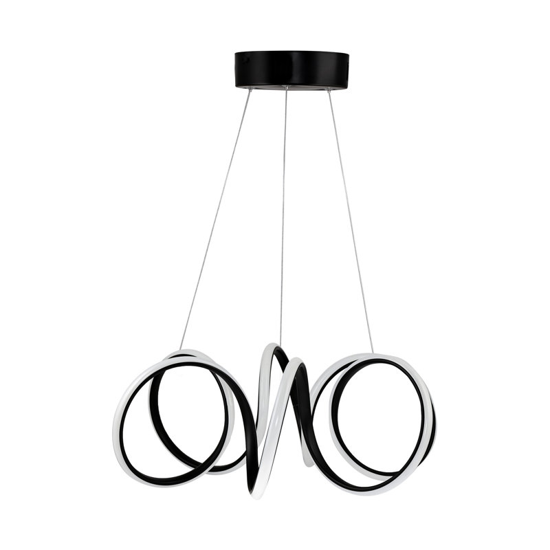 Lustre ajustable en aluminium noir 21,7 po x 21,7 po x 7,9 po | DEL jaune 4 000 K, 60-80 watts | Design moderne et élégant, parfait pour la salle à manger et les espaces de vie | Finition électrostatique durable