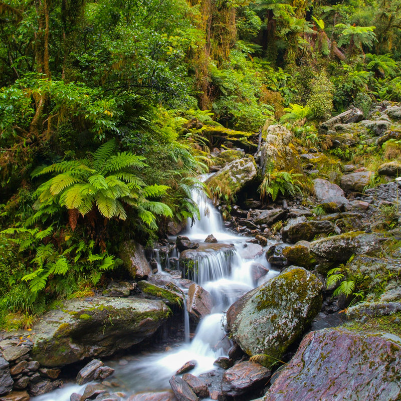 Waterfall in New Zealand 1 Piece Wrapped Canvas Wall Art, 122cm H x 122cm W x 3.8cm D