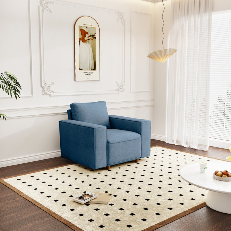 Silina Upholstered Armchair, Space Blue Linen Blend