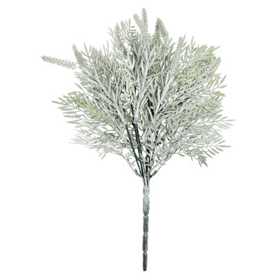 14" Artificial Frosted Fern Leaf Bush
