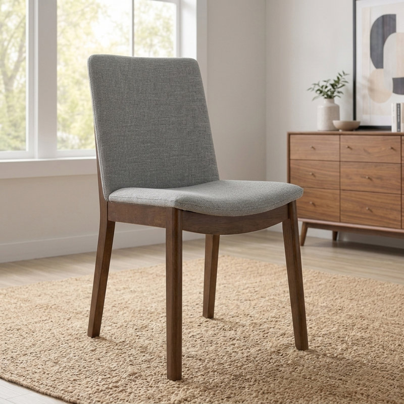 Barriento 18.9'' H Upholstered Parsons Chair, Light Gray Linen