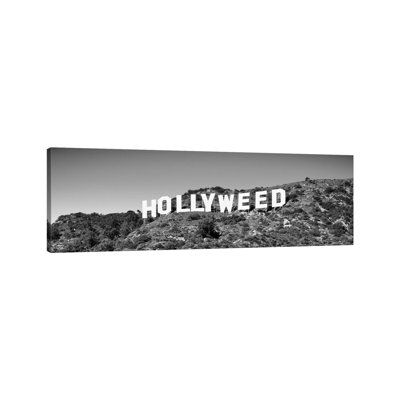 Hollywood Sign Changed To Hollyweed, At Hollywood Hills, Los Angeles, California, USA - Wrapped Canvas Panoramic Print